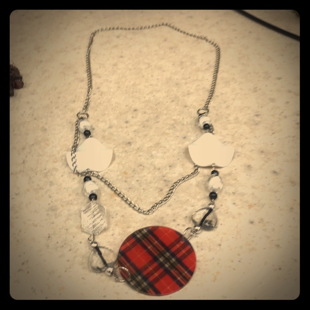 Long necklace on metal chain